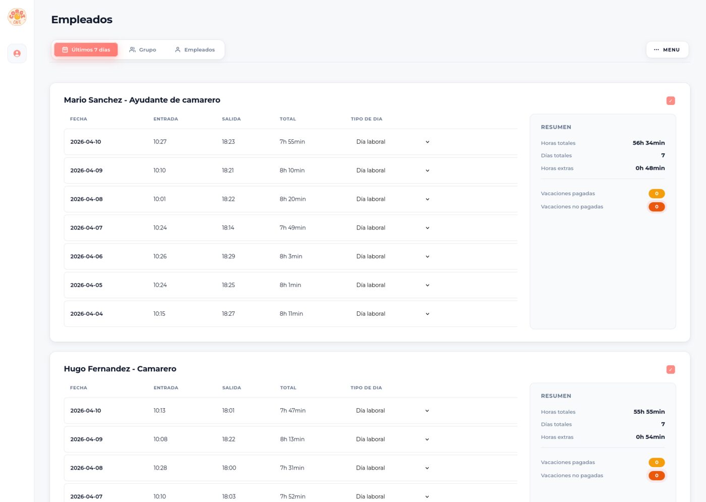 CorgiCafe worker portal &mdash; clock in/out