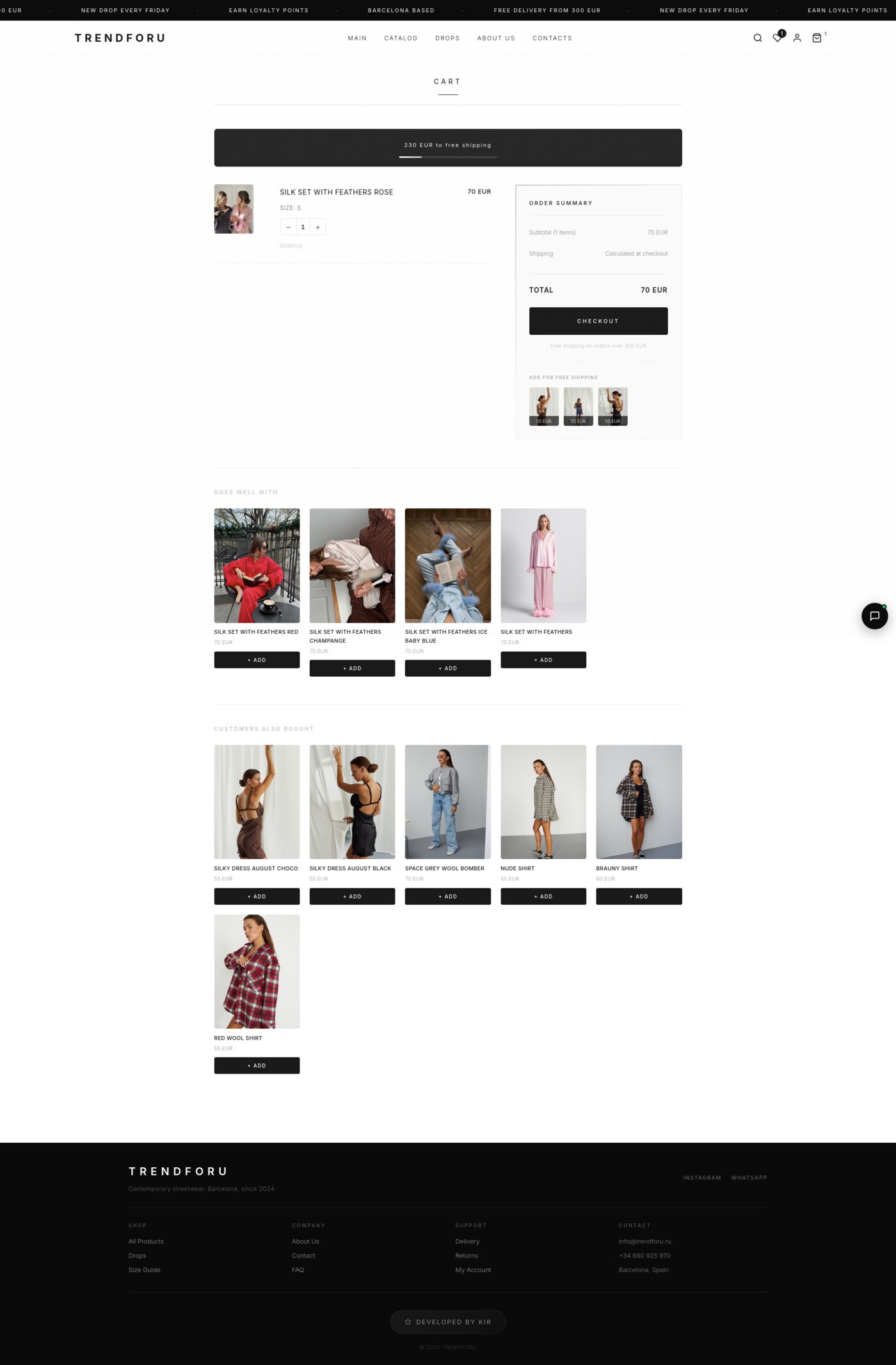 TrendForU cart and checkout